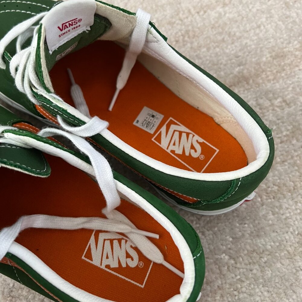 Vans Authentic Sk8-Low Green Leather Sneakers Shoes 9.5 - Picture 10 of 13